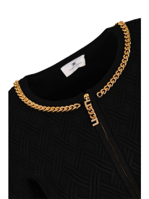 Abito in maglia a rombi con dettaglio gioiello Nero Elisabetta Franchi | AM20B56E2110
